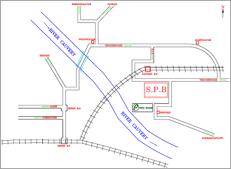 Ponni Sugars Erode Map